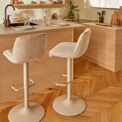 Lote de 2 taburetes de bar giratorios "cirea" acero, beige, h.105 cm