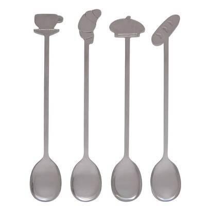 Lote de 4 cucharillas de caf&eacute; "fra" acero inoxidable, plata