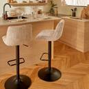 Lote de 2 taburetes de bar giratorios "Cirea" Acero, Crema, H.105 cm Crema
