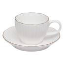Taza con platillo "Daphne" 130 ml, Porcelana, Blanco Blanco