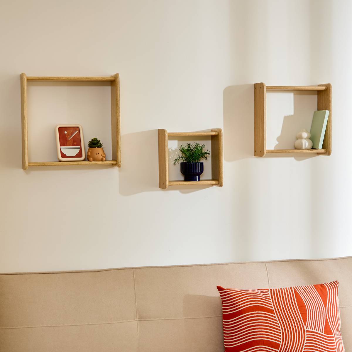 Juego de 3 Estantes de Pared Marrón, L.26/33/40 cm Marrón