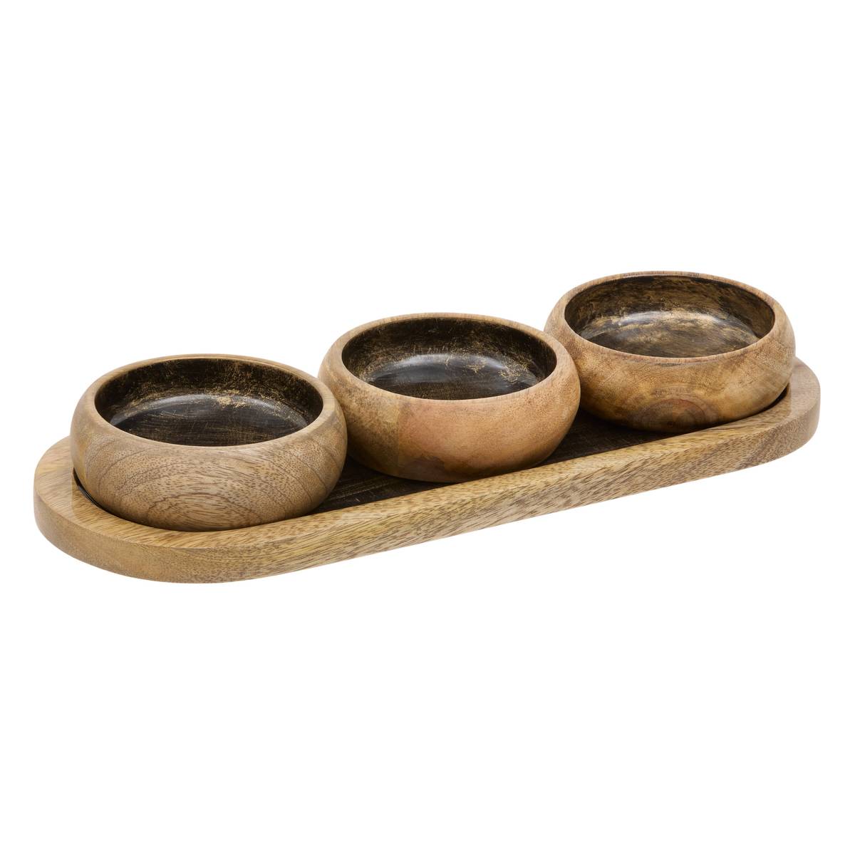 Servicio de aperitivo "Ava" Árbol de mango, 4 piezas Negro