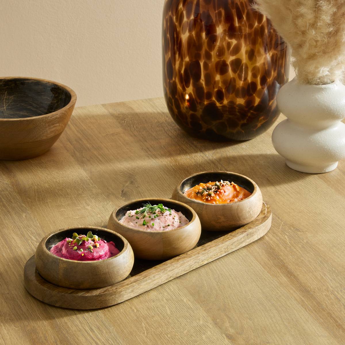 Servicio de aperitivo "Ava" Árbol de mango, 4 piezas Negro