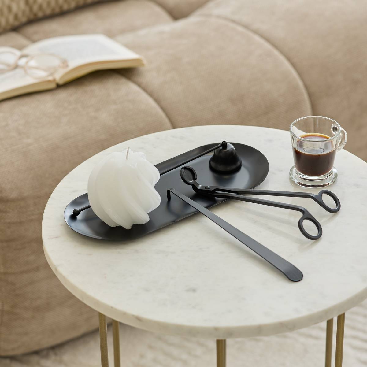 Kit de mantenimiento para velas   "Zelie" Acero, Negro, 3 piezas Negro