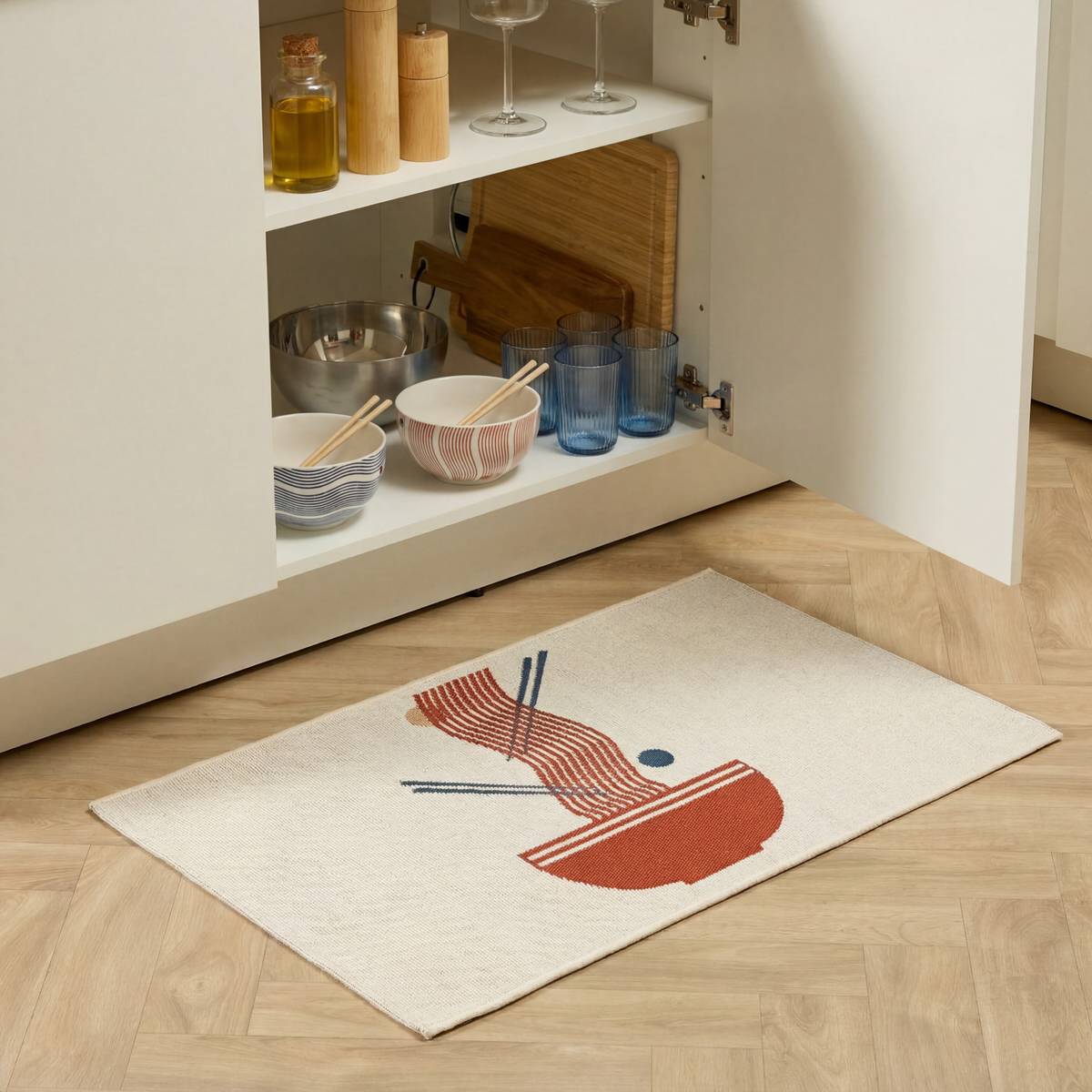 Alfombra "Nippon line" Blanco, 90x60 cm Blanco