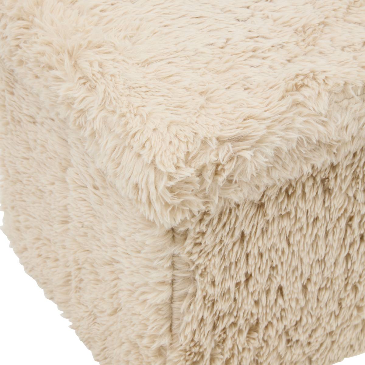 Puff de almacenamiento doble "Duvia" 76x38 cm Beige lino