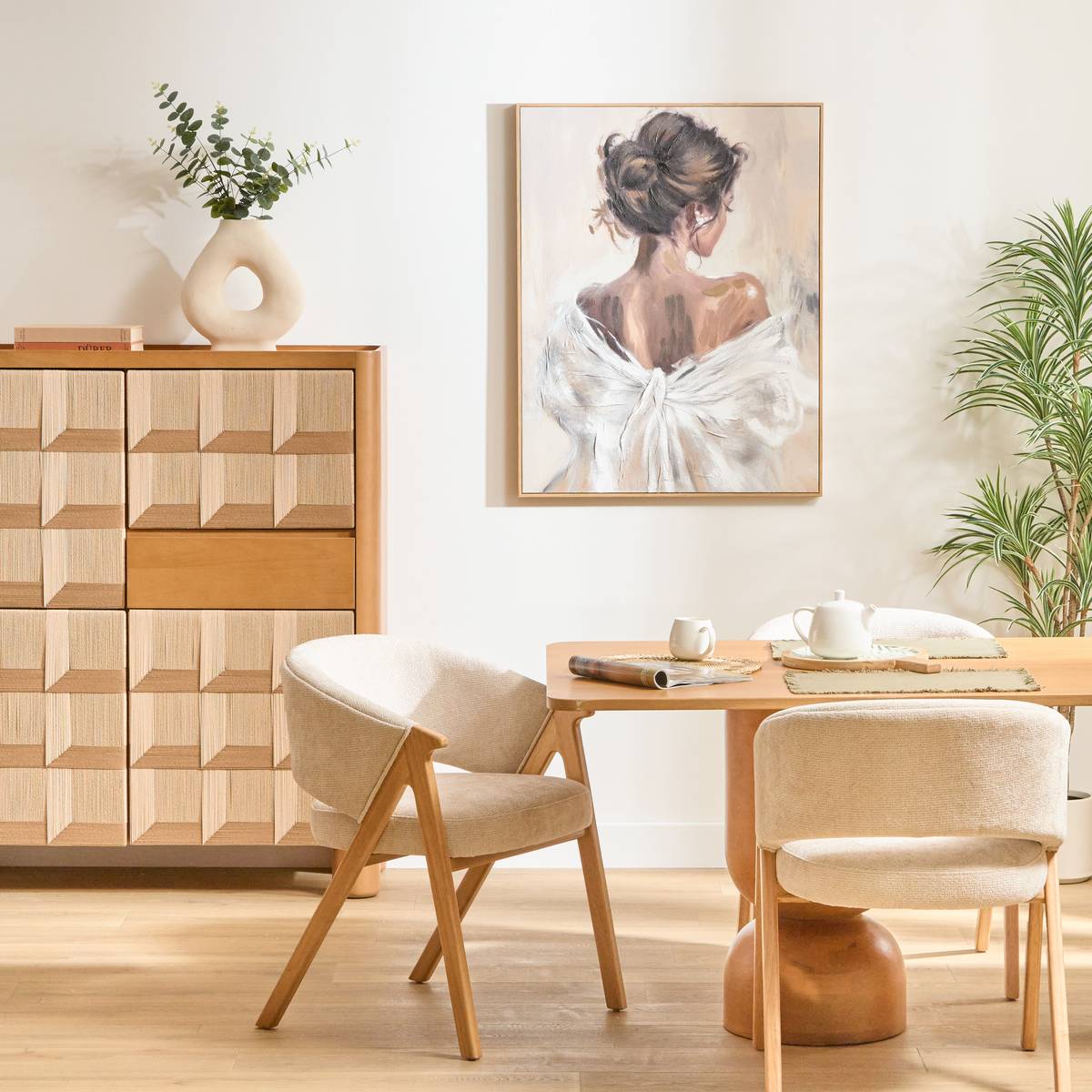 Lienzo enmarcado "Anastasia" 78x100 cm, Beige cordel Beige cuerda