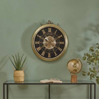 Reloj "fran" acero inoxidable, negro, 52x8,5 cm
