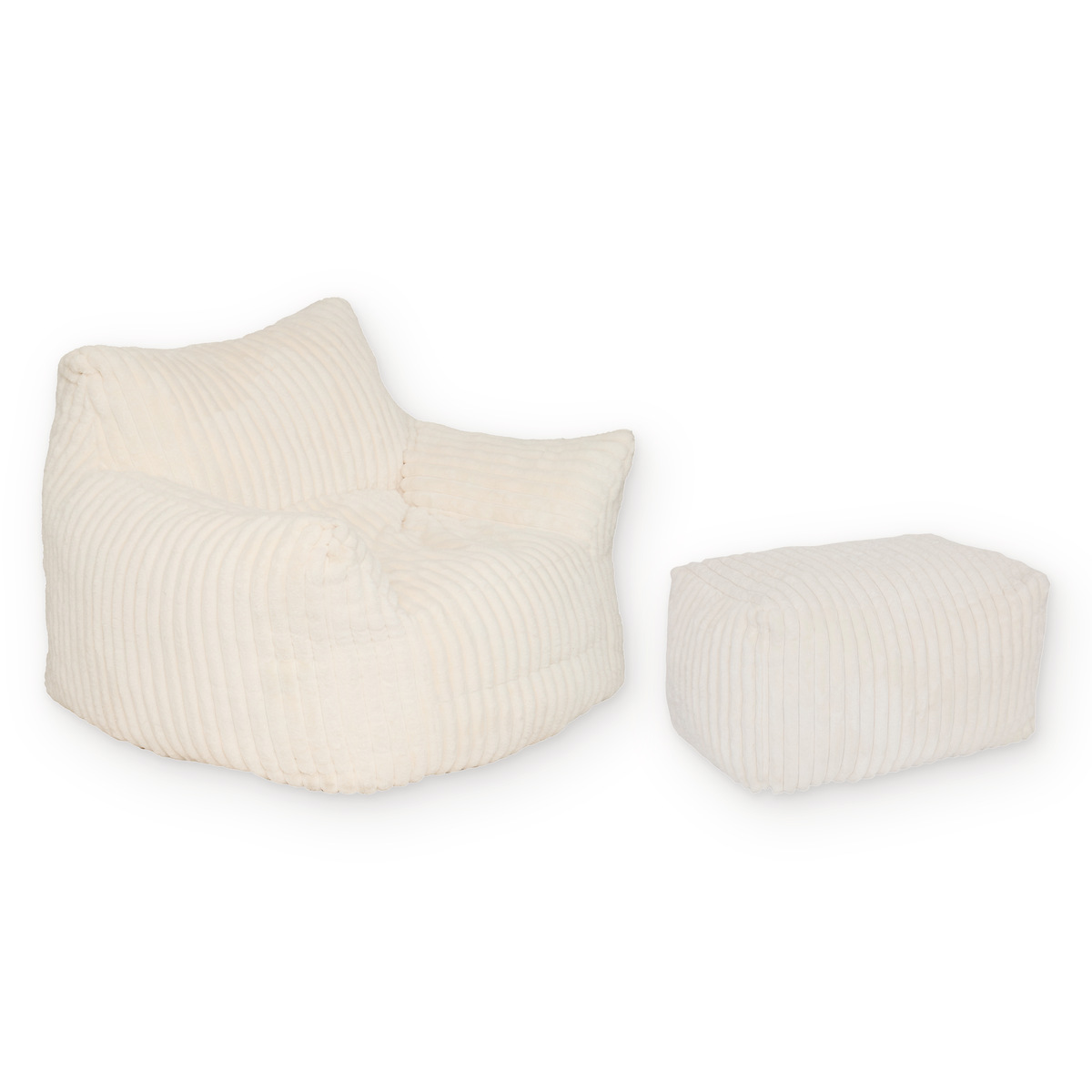 Conjunto sillón XL y puf XL "Muzi" Blanco Blanco