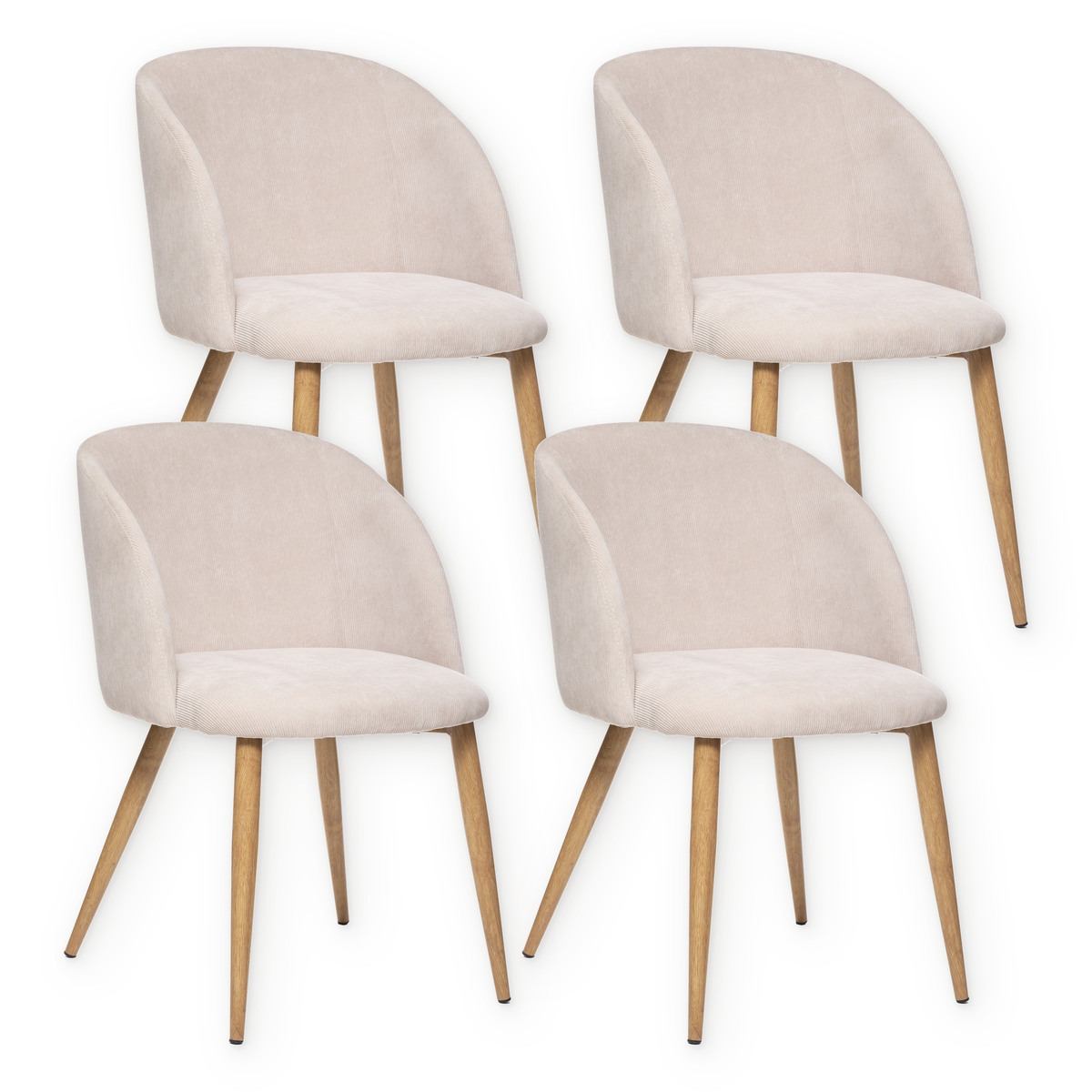 Juego de 4 sillas "Celeste" Acero, Beige Beige 1