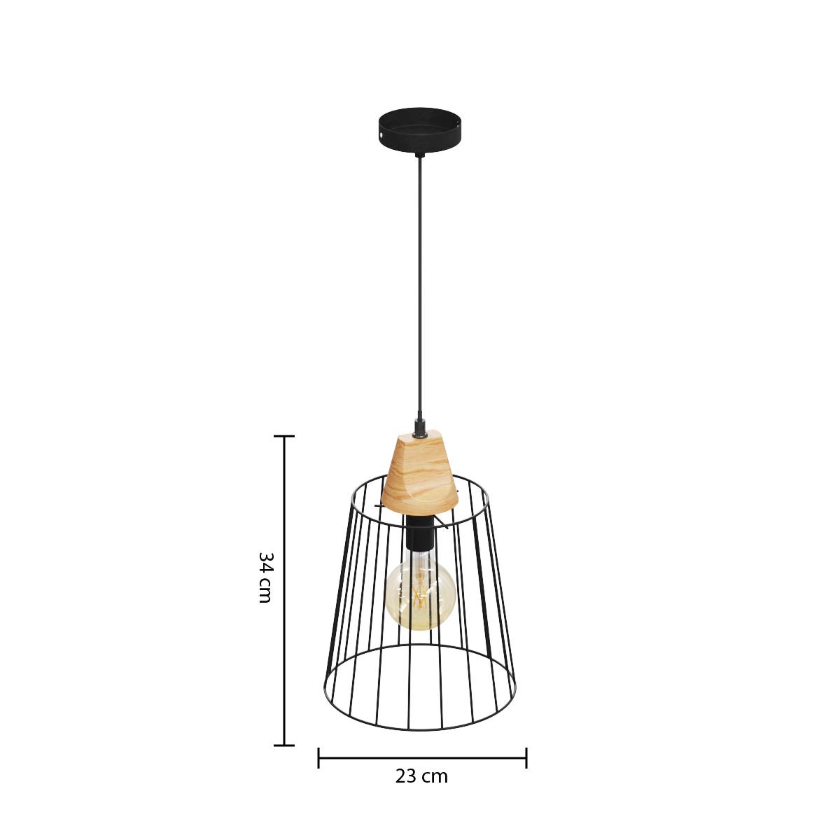 Suspensión de alambre "Nut" Metal negro, D.23 cm Negro