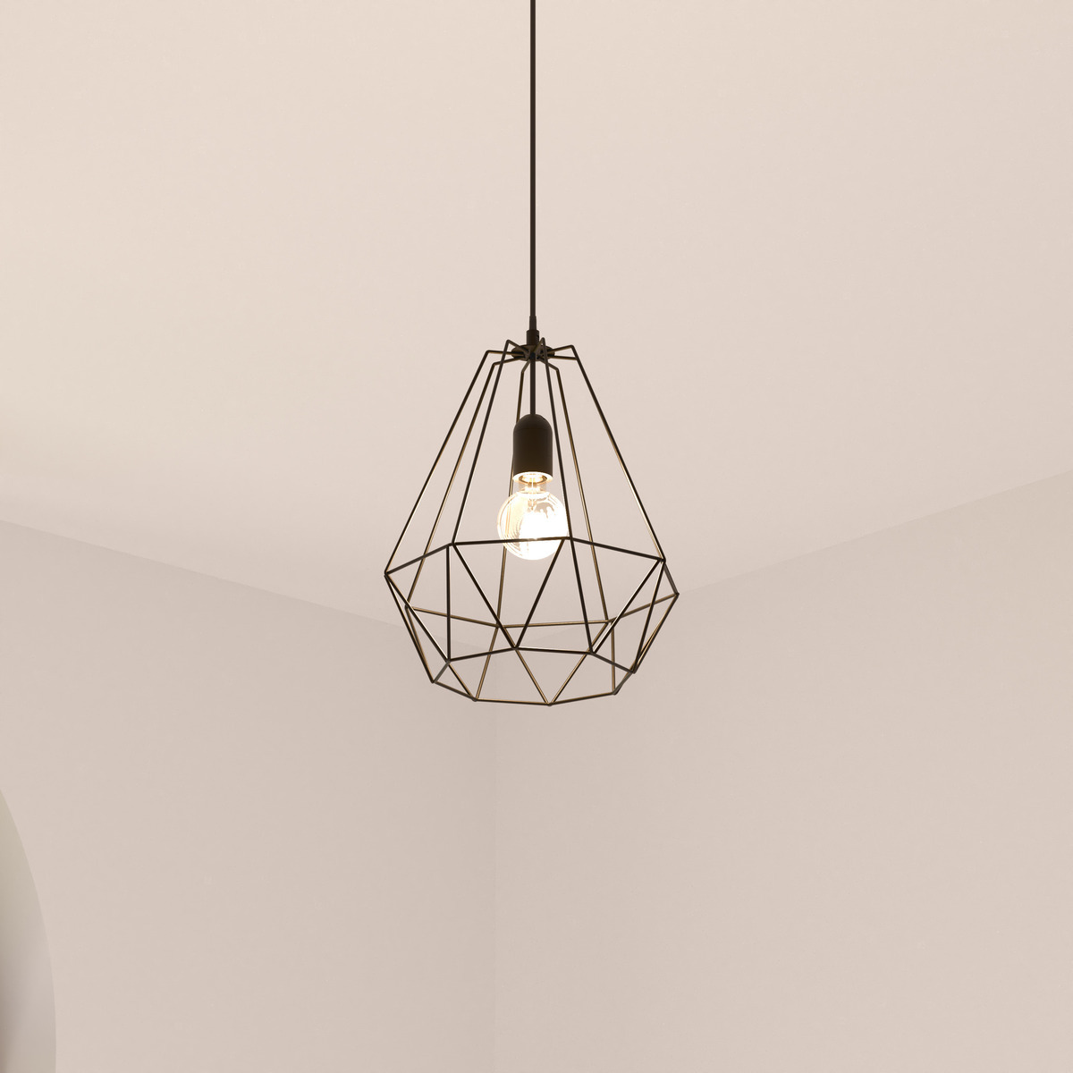 Suspensión de alambre "Drim" Metal negro, D.25 cm Negro