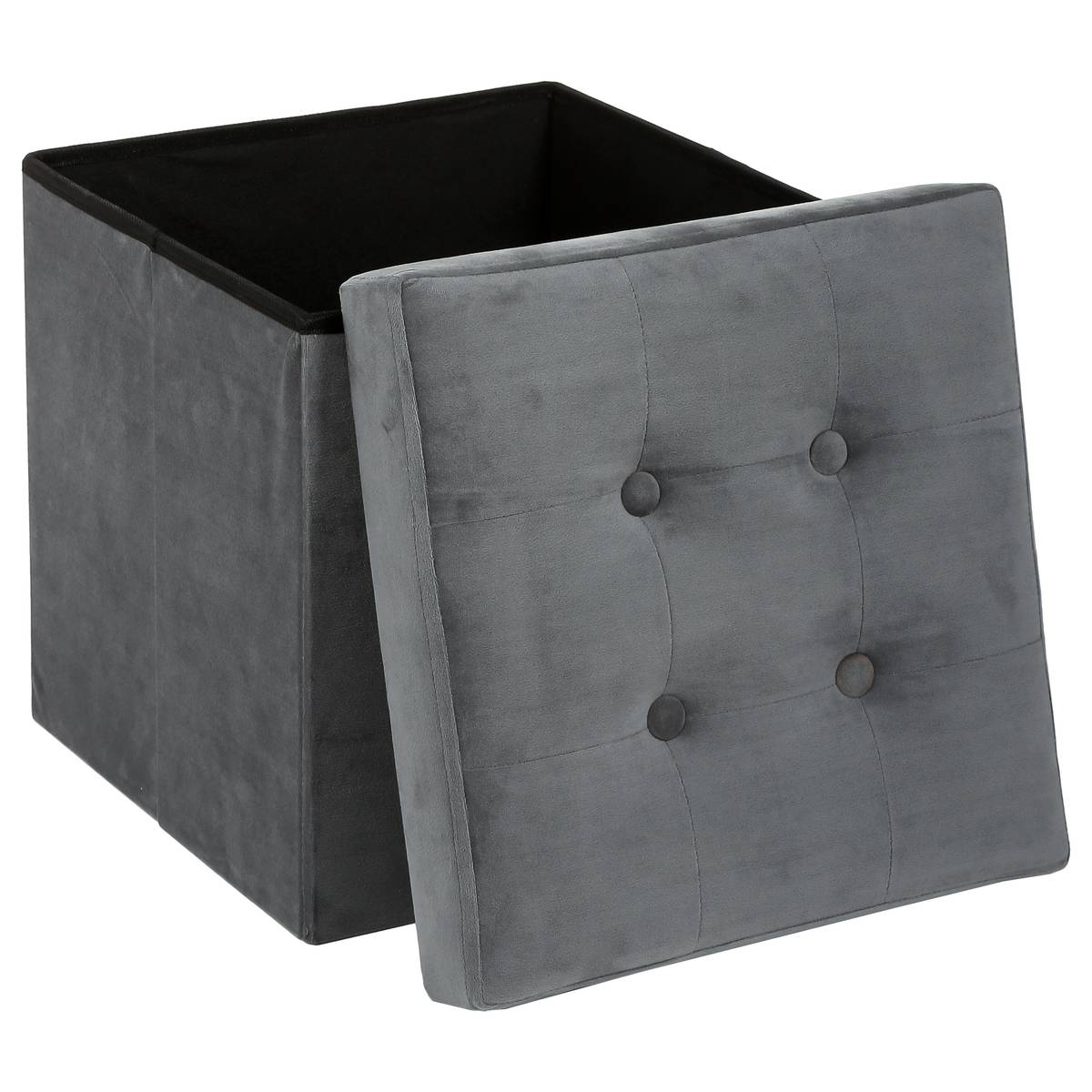 Puf plegable "Lysandre" Terciopelo, Gris rat&oacute;n, 38x38 cm Gris rat&oacute;n