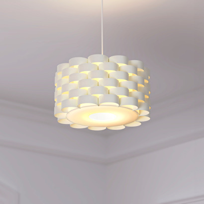 L&aacute;mpara colgante de metal "moki" blanco, d.42 cm