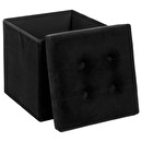 Puf plegable "Lysandre" Terciopelo, Negro, 38x38 cm Negro