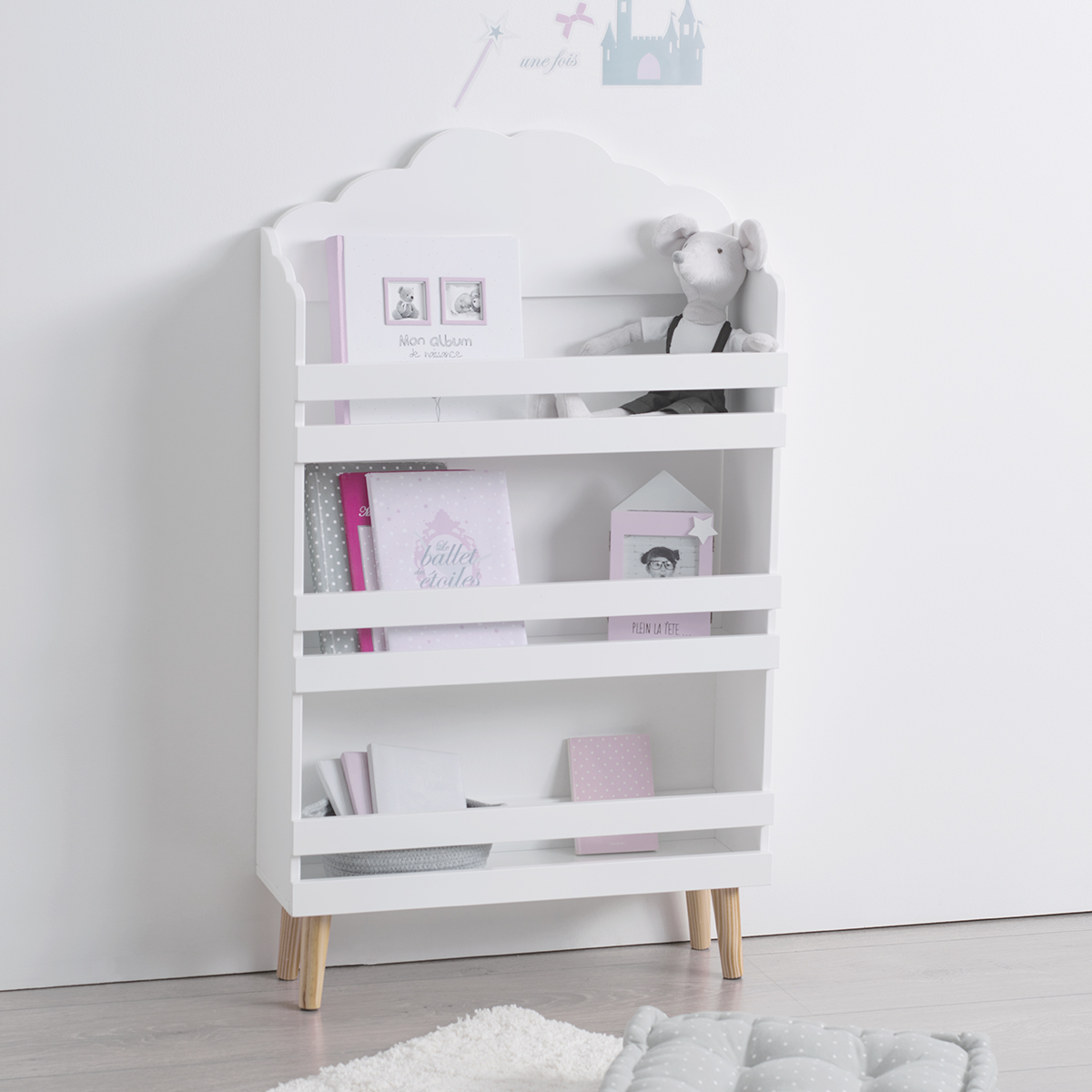 Estantería infantil "Nube" Blanco, H.100 cm Blanco