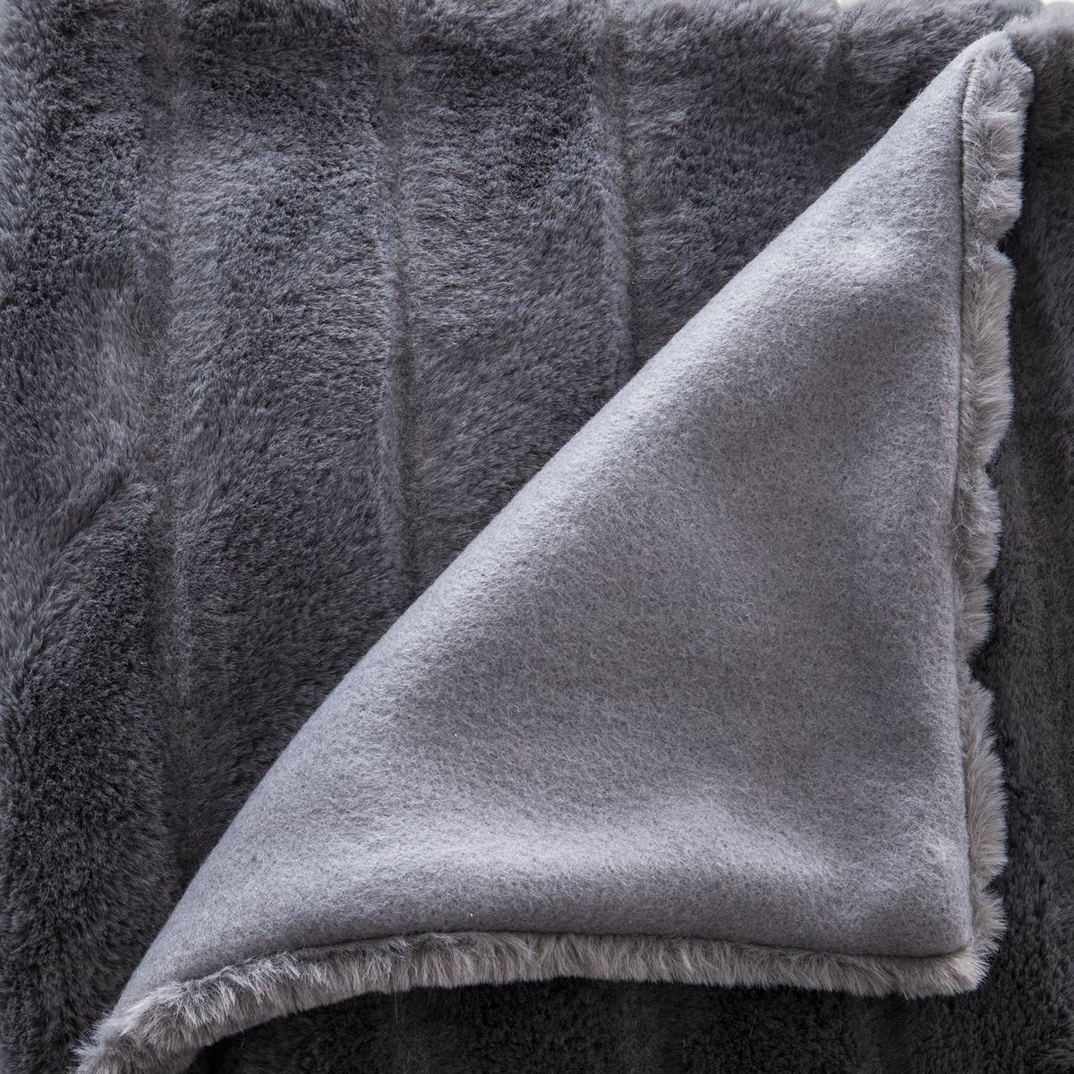 Plaid "Manoir" Piel Sintética Gris pizarra, 120x160 cm Gris pizarra