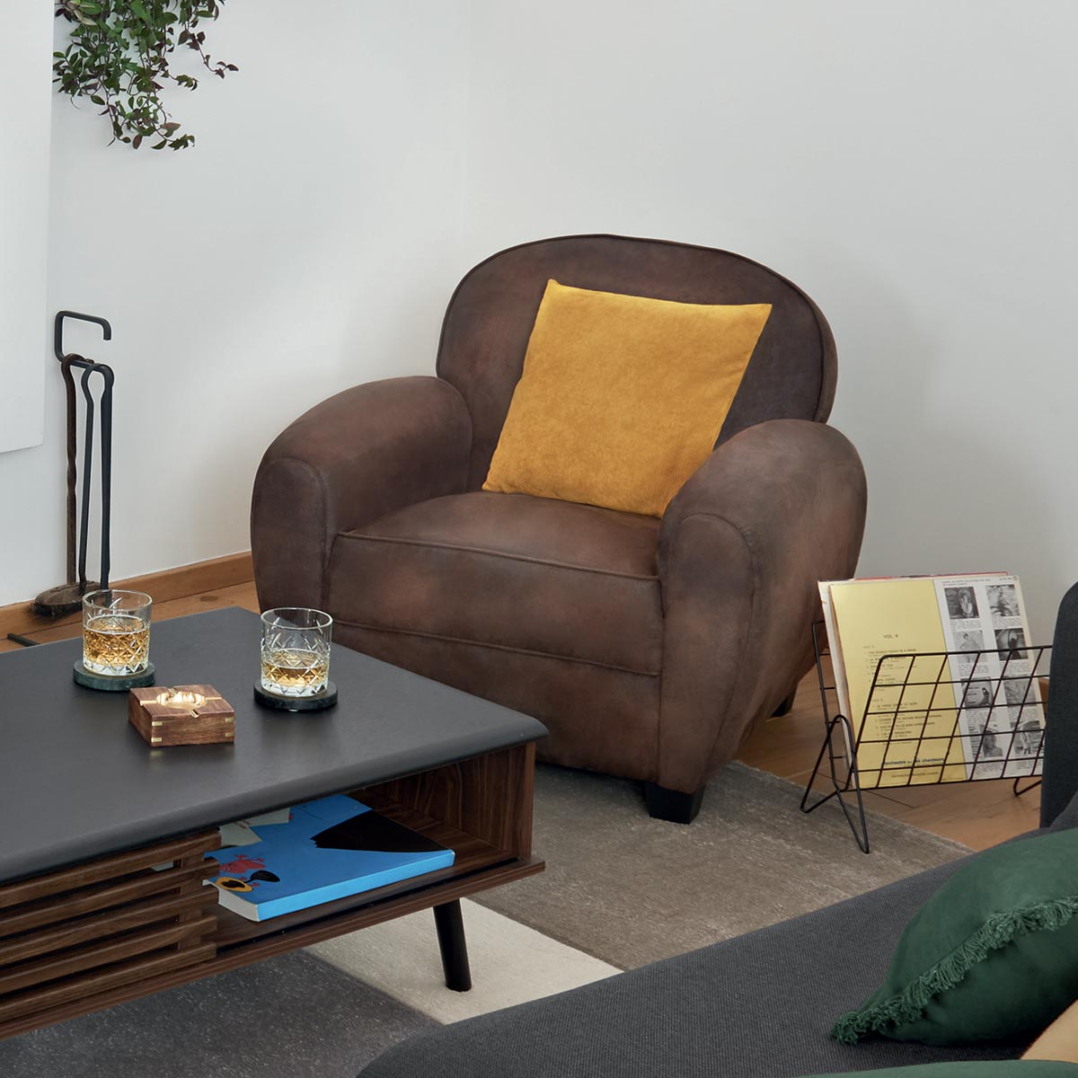 Sillón club "Stanis" Efecto cuero marrón Marrón