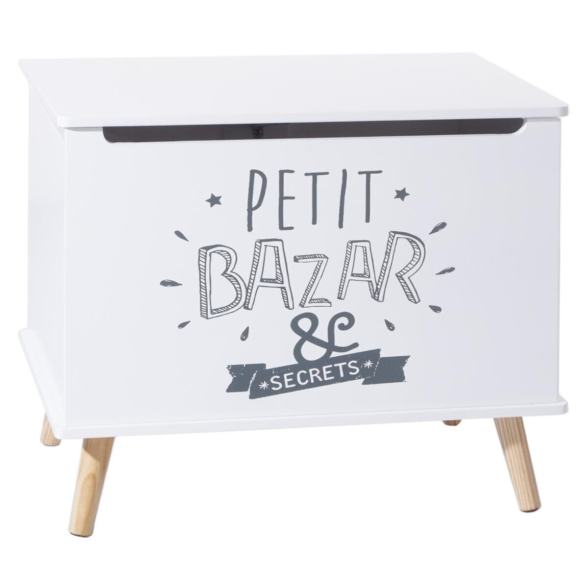 Cofre infantil de madera blanca Blanco, 58x38 cm Blanco