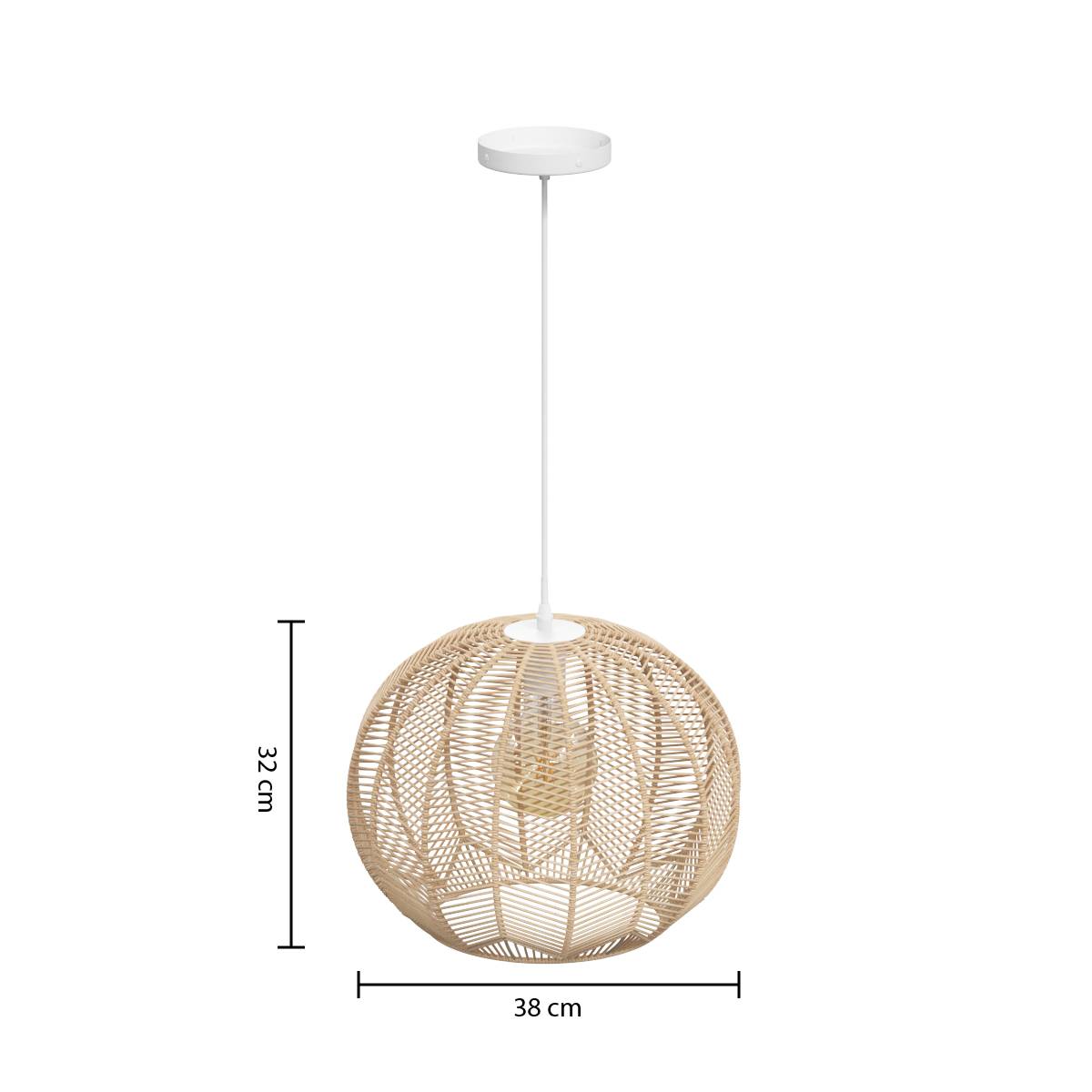 Lámpara Colgante "Kita" Ratán, D.38 cm Madera natural