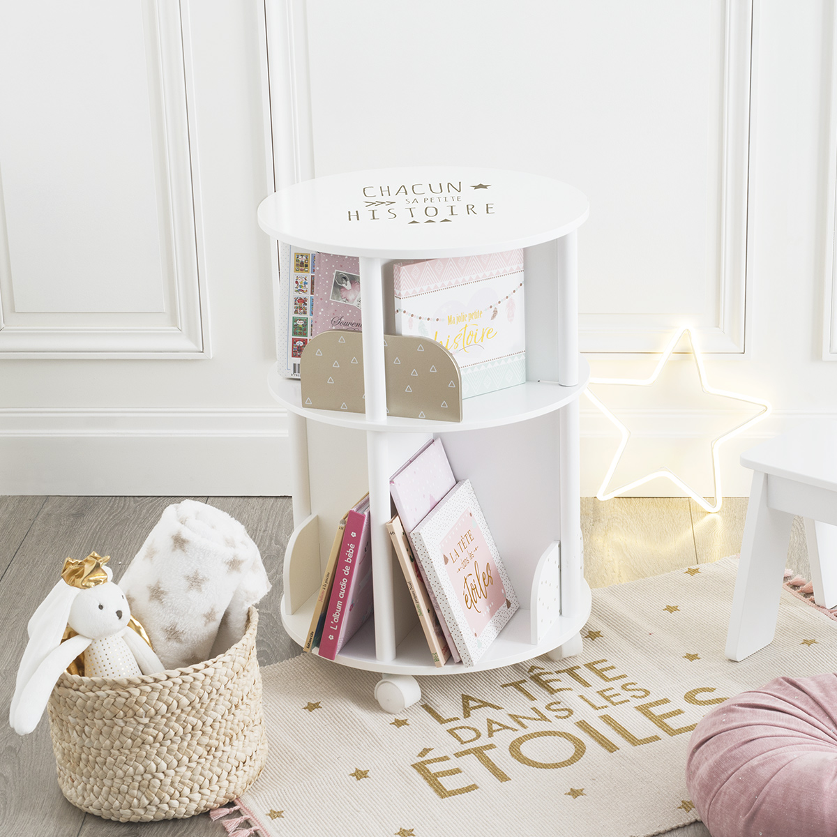 Estantería Redonda para Niños Rosa, H.59 cm Rosa