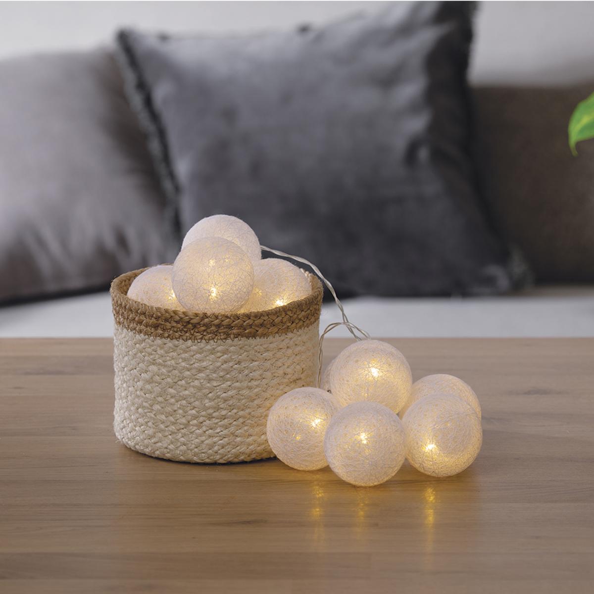 Guirnalda LED 10 Bolas, Pilas Blanco, L.165 cm Blanco