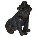 Estatua de perro sentado con sombrero Negro, H.45 cm Marrón