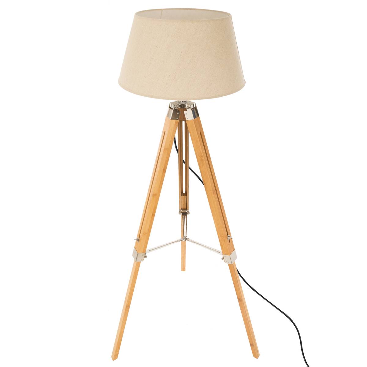 Lámpara de pie trípode "Runo" Bambú, Blanco marfil, H.145 cm Blanco marfil