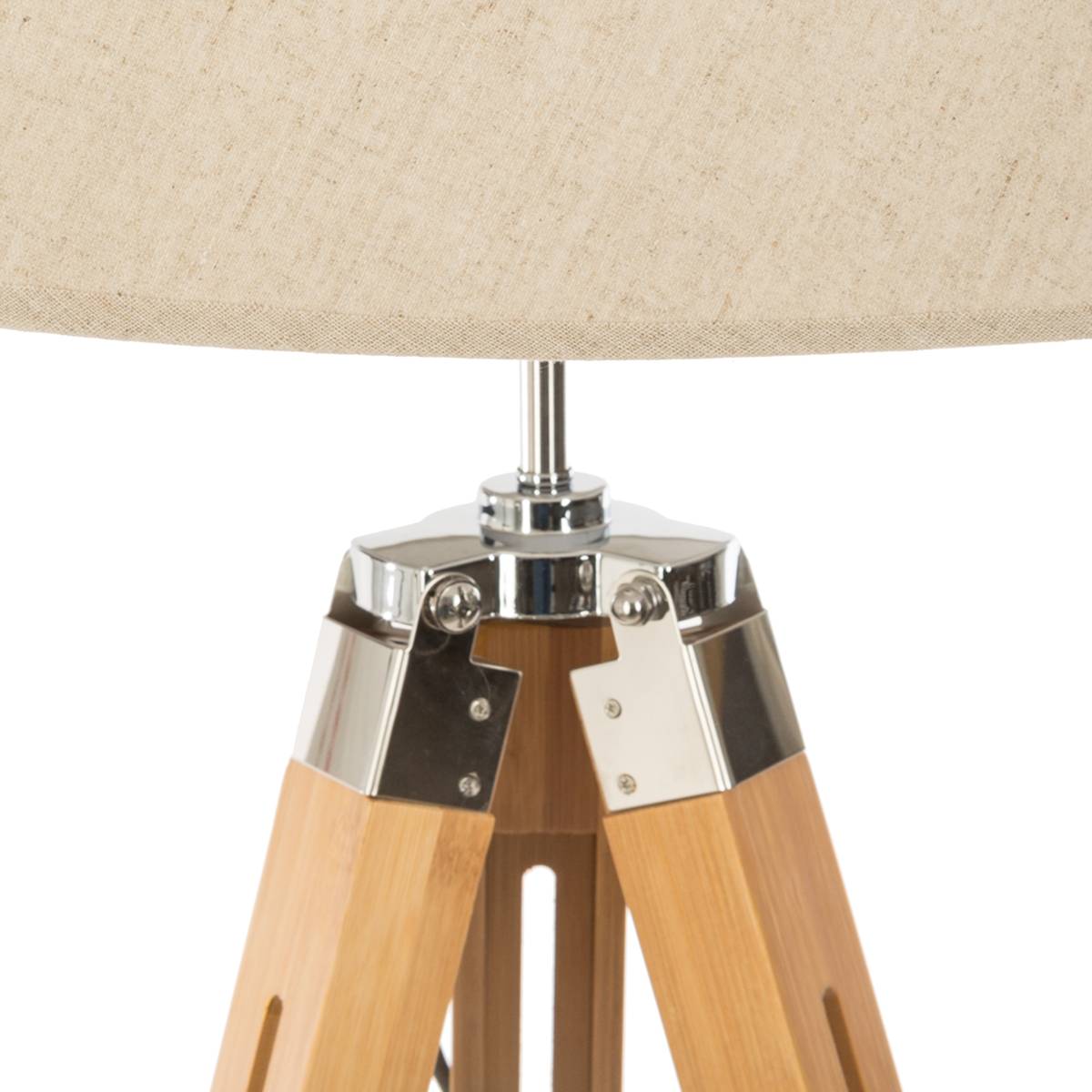 Lámpara de pie trípode "Runo" Bambú, Blanco marfil, H.145 cm Blanco marfil