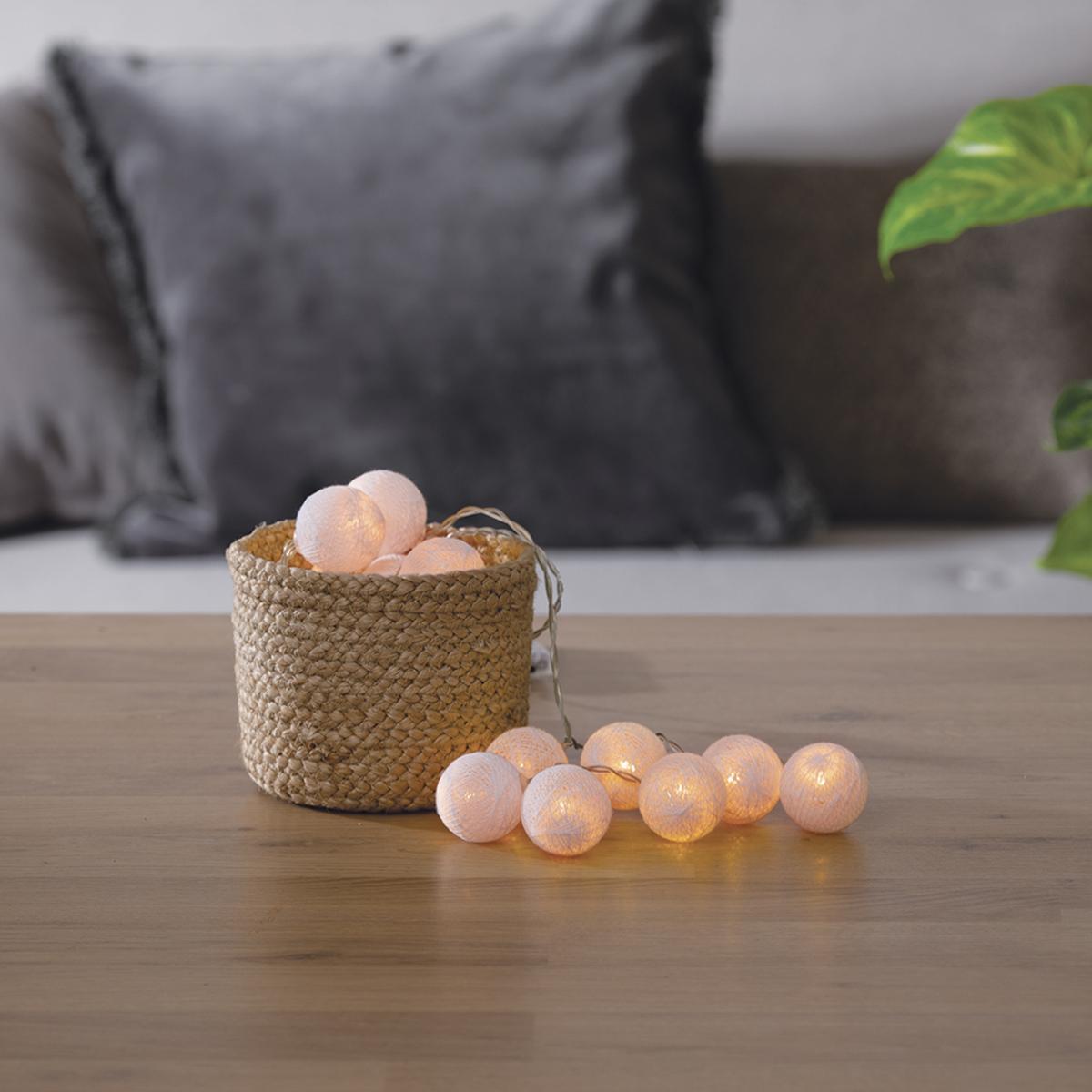 Guirnalda LED de 16 bolas, a pilas Rosa claro, L.255 cm Rosa claro