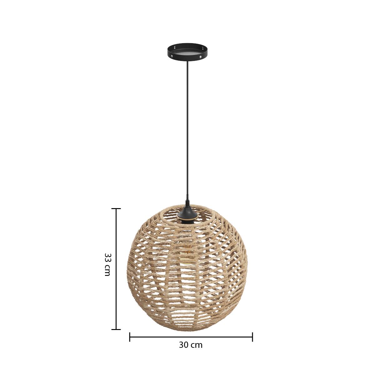 Lámpara Colgante "Rana" Ratán, D.33 cm Madera natural