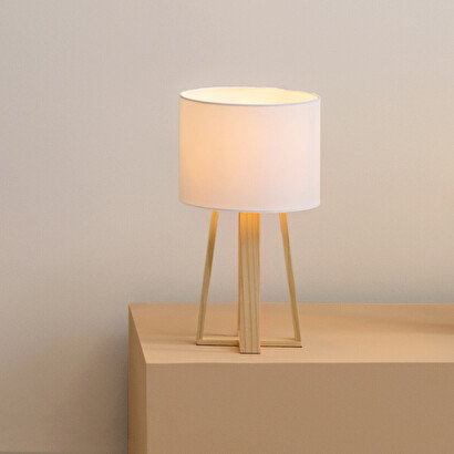 L&aacute;mpara "molu" de madera blanco, h.35 cm