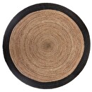 Alfombra de yute con borde negro Negro, D.120 cm Negro