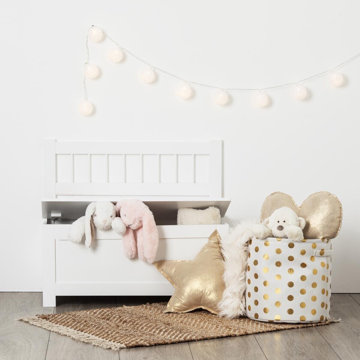Banco con almacenamiento para ni&ntilde;os Blanco, 75,5x64 cm Blanco