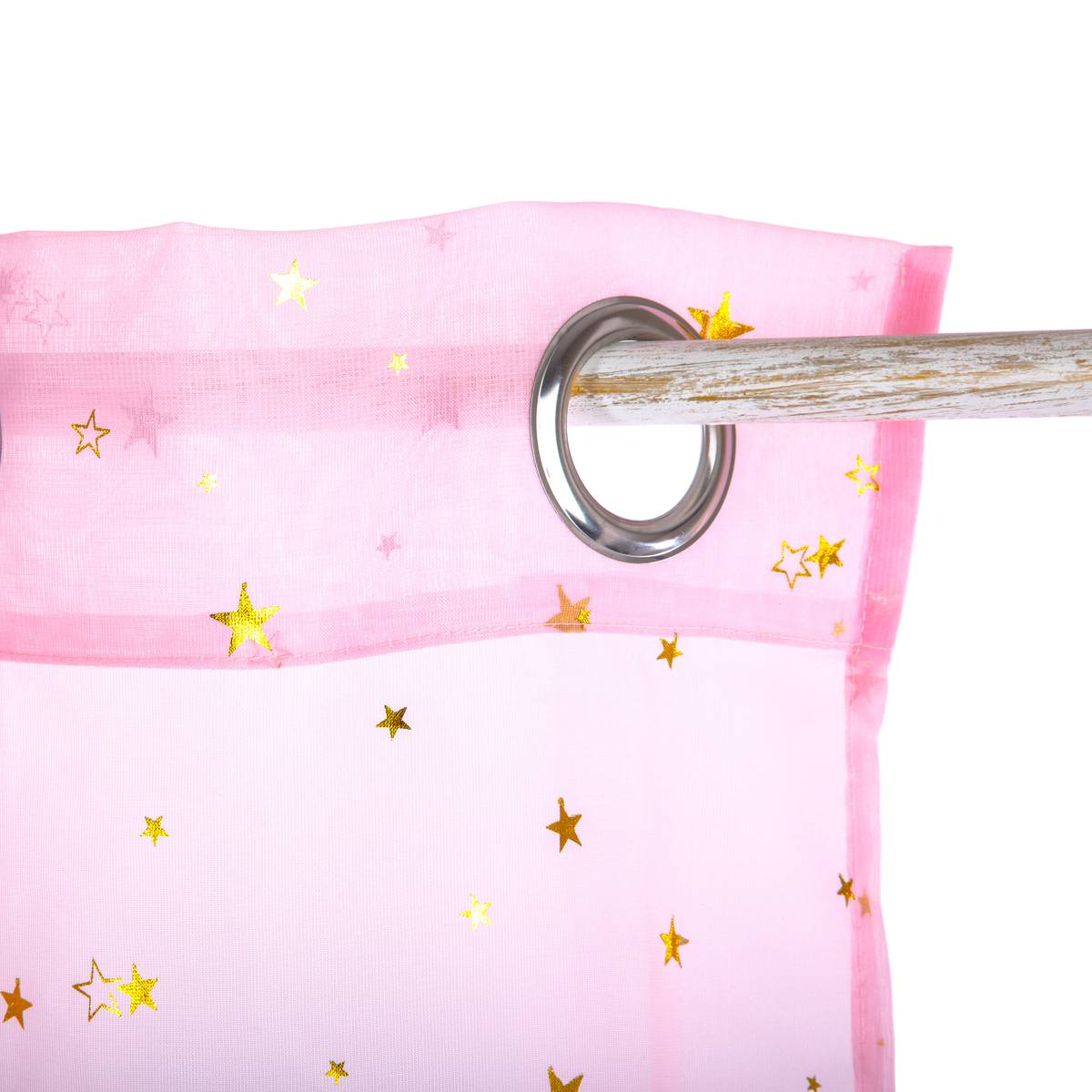 Visillo infantil "Estrella Dorada" 140x250 cm Blanco