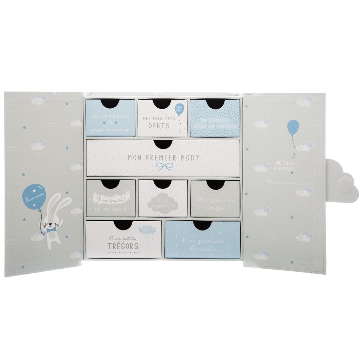 Set de regalo de nacimiento "Reino de los recuerdos" 22x22 cm Gris