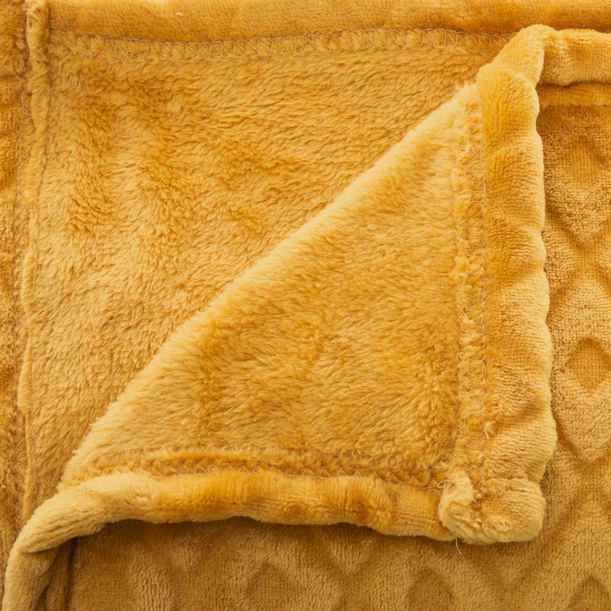 Manta "3D Rombo" Franela Amarillo mostaza, 180x230 cm Amarillo mostaza