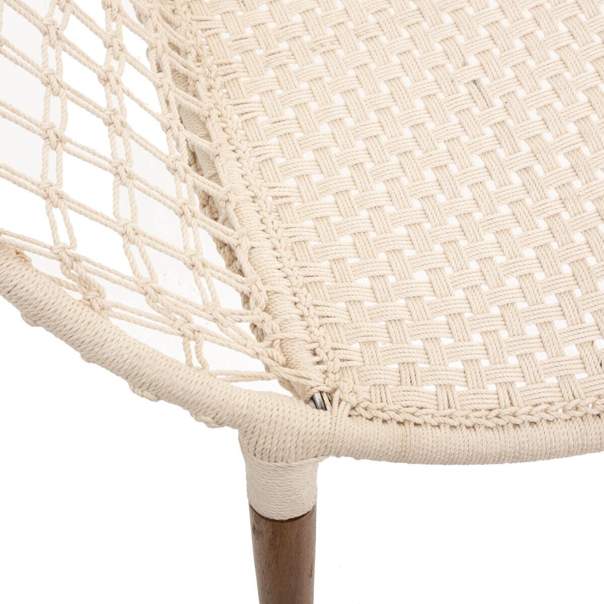Sillón "Raina" Teca, algodón blanco tejido Blanco