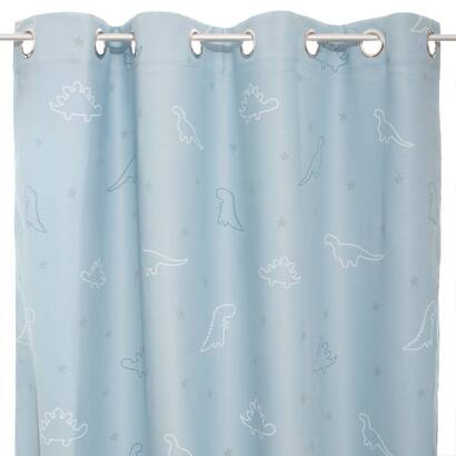 Cortina opaca infantil "dinosaurio" azul claro, 140x250 cm