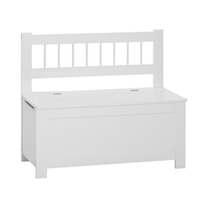 Banco con almacenamiento para ni&ntilde;os blanco, 75,5x64 cm