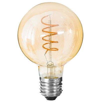 Bombilla led "globo" &Aacute;mbar retorcido, d.9,5 cm, e27