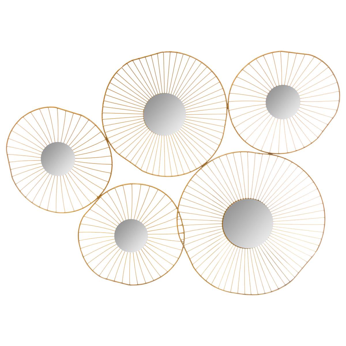 Decoración de pared 5 espejos "Oli" Dorado, 78x58 cm Oro