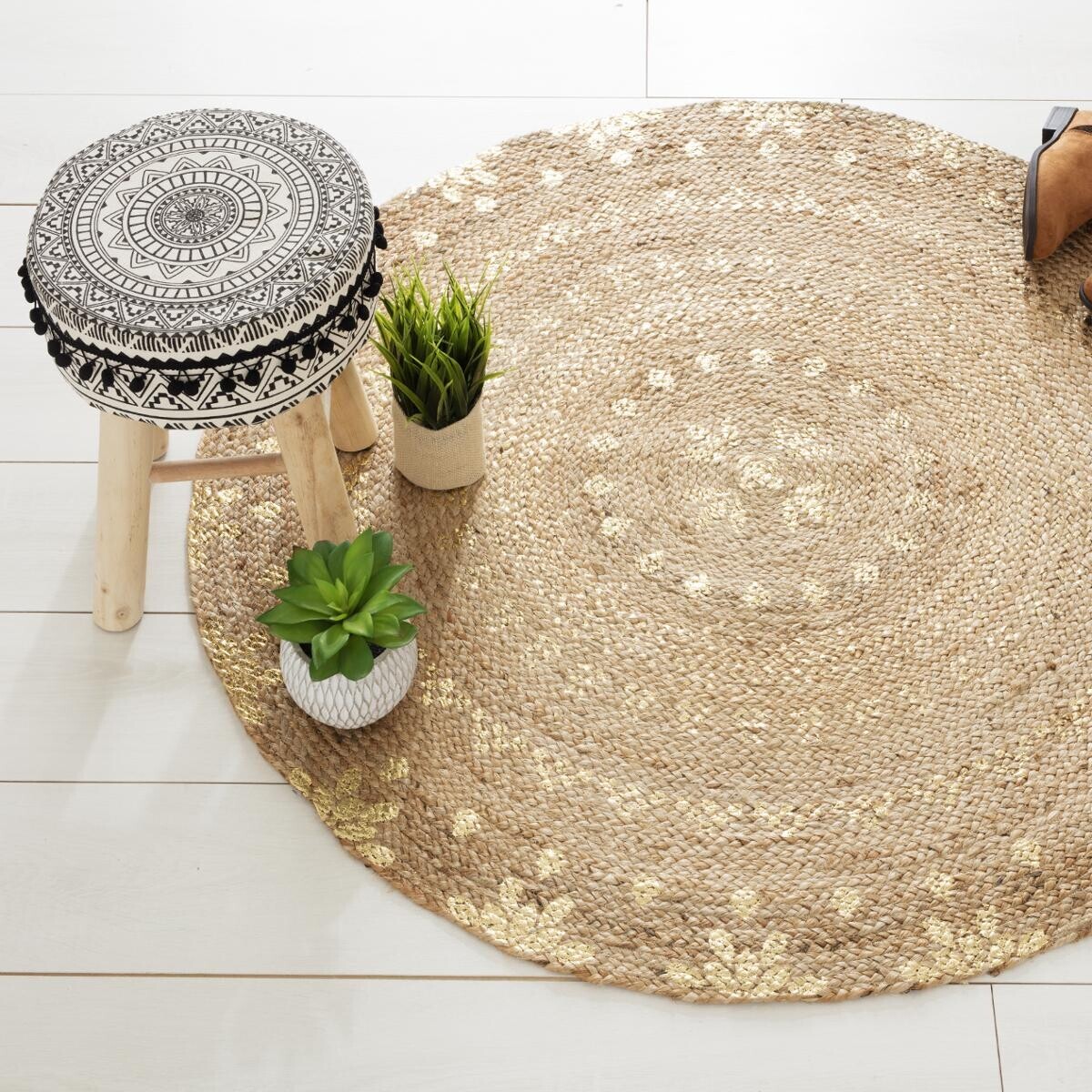 Alfombra "Shine", yute Dorado, D.115 cm Oro
