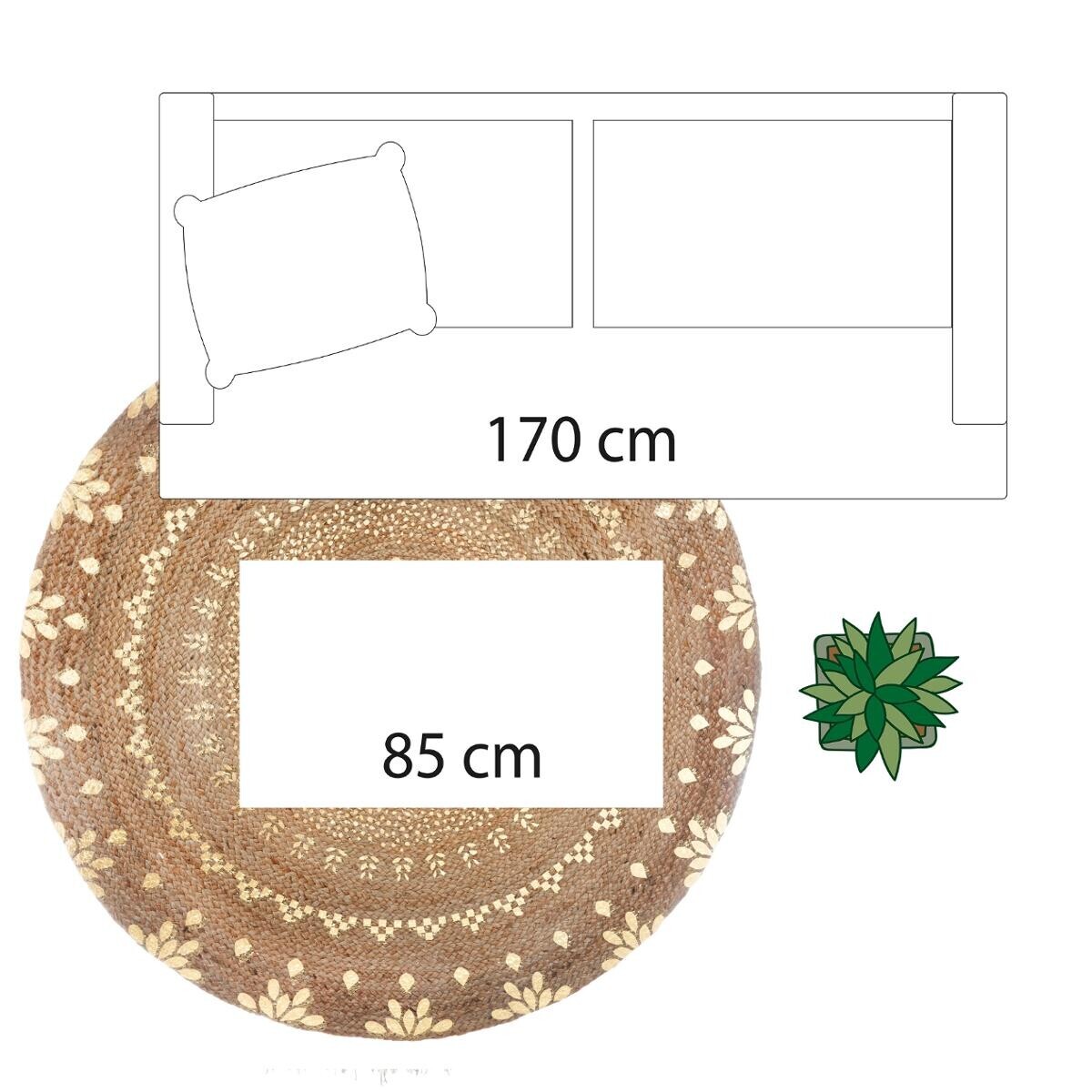 Alfombra "Shine", yute Dorado, D.115 cm Oro
