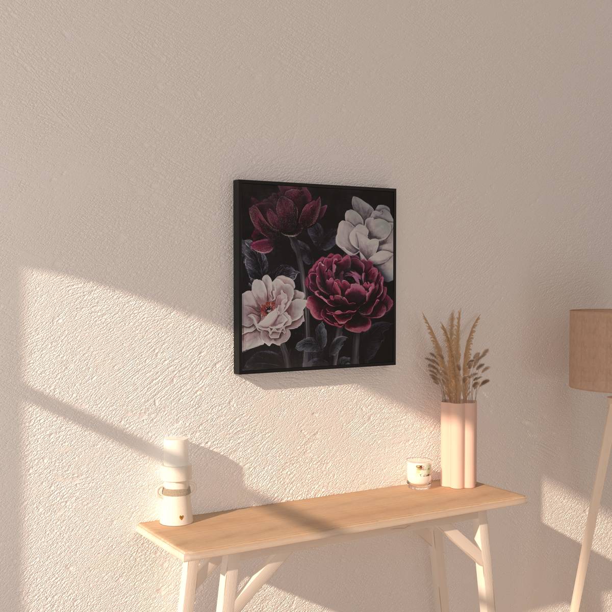 Lienzo pintado "Flores" 58x58 cm Multicolor
