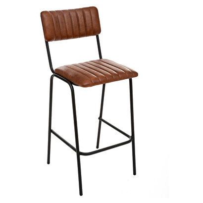 Silla de bar "dario" cuero, marr&oacute;n co&ntilde;ac