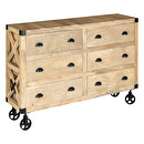 Aparador de 6 cajones "Silas" Mango, 150x40 cm Madera natural