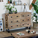 Aparador de 6 cajones "Silas" Mango, 150x40 cm Madera natural