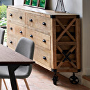 Aparador de 6 cajones "Silas" Mango, 150x40 cm Madera natural