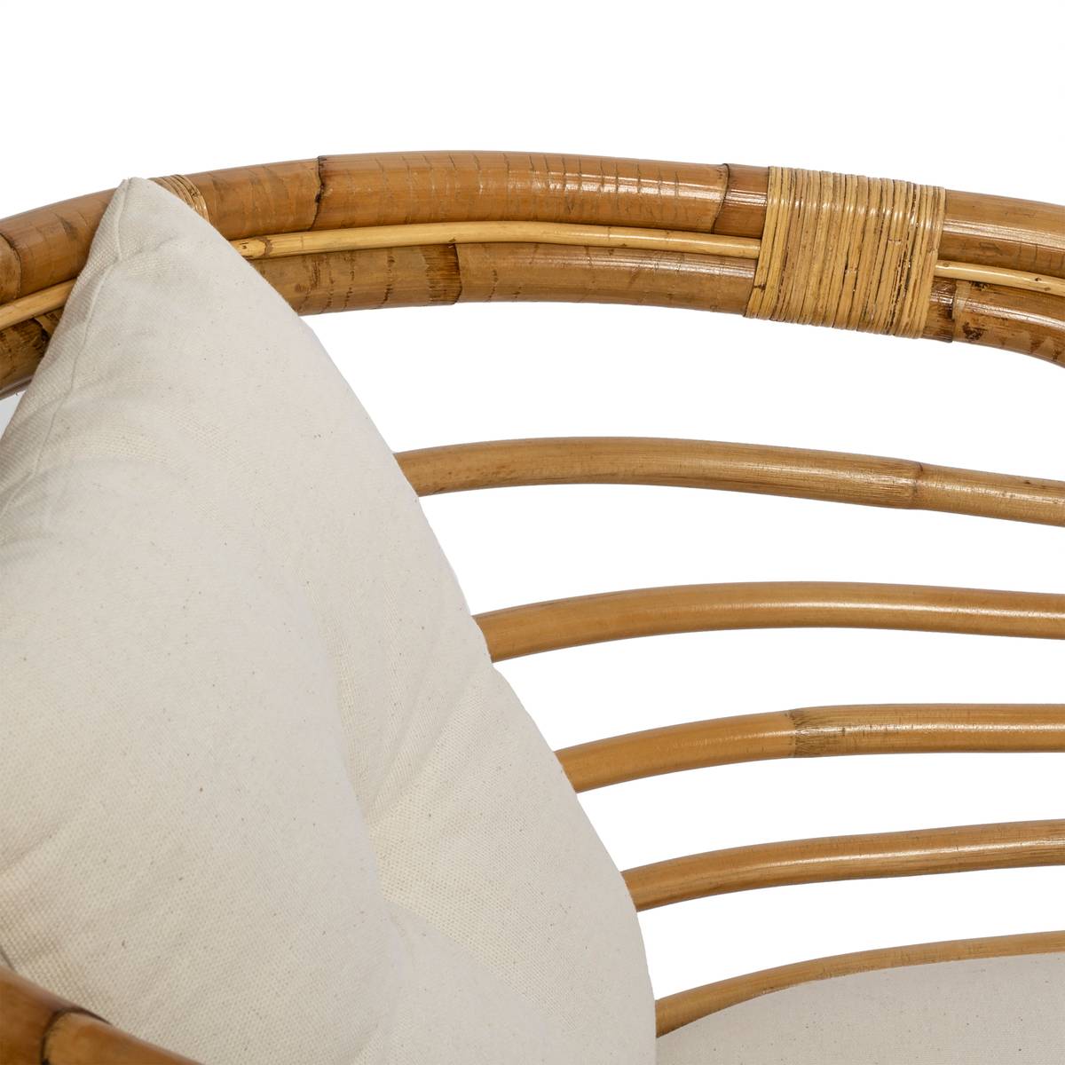 Sillón "Farah" Ratán, Tela Blanca Blanco